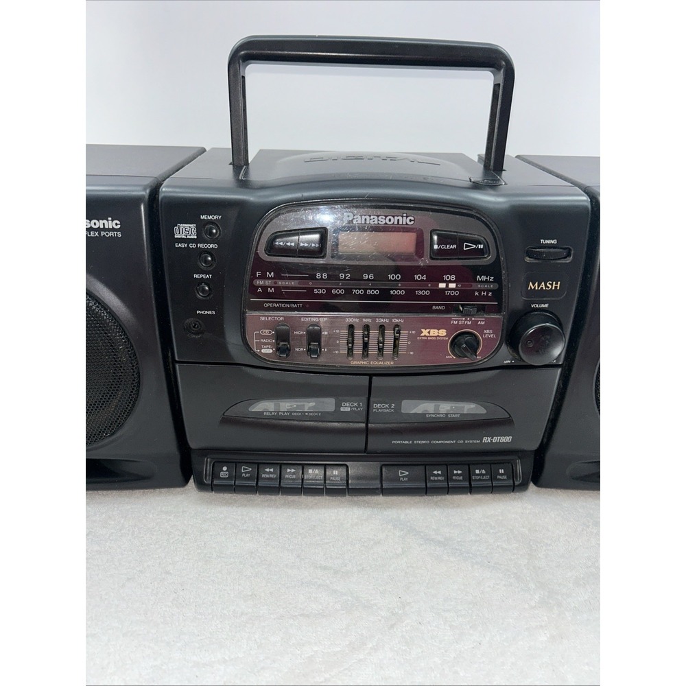 Panasonic RX-DT600 ~ BoomBox AM/FM Radio CD / Dual Tape - Detach Speakers  Works - Picture 3 of 8